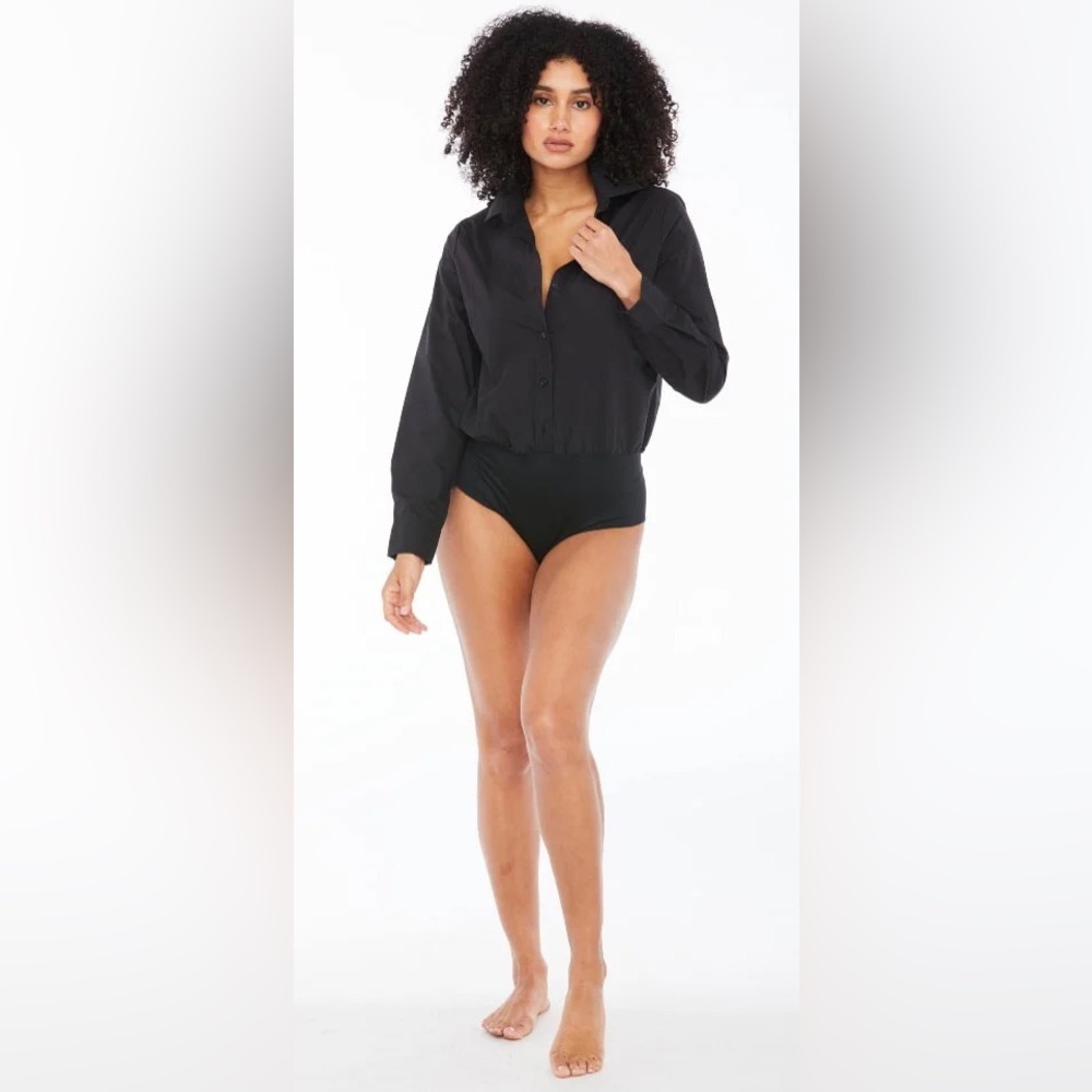 Sundays Ana Button Down Bodysuit Black NWT SIZE MED